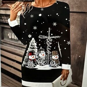 Womens Holiday Long Sleeve Dress